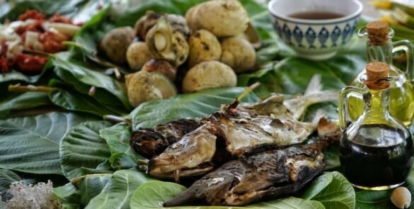 poisson grillé sur feuilles de bananiers - gastronomie polynésienne