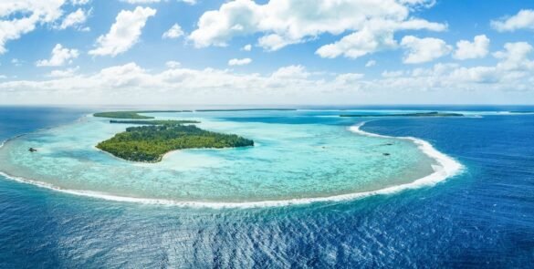 vue aérienne sur l'atoll de Tetiaroa