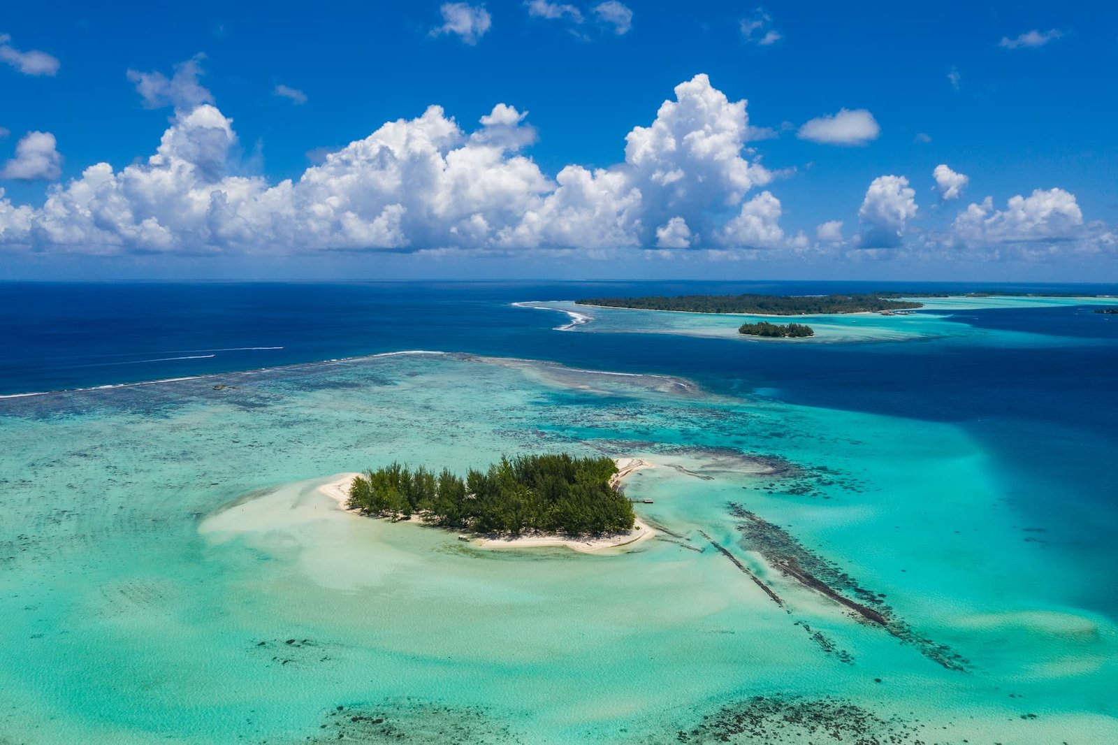 vue aérienne du Motu Tapu à Bora Bora