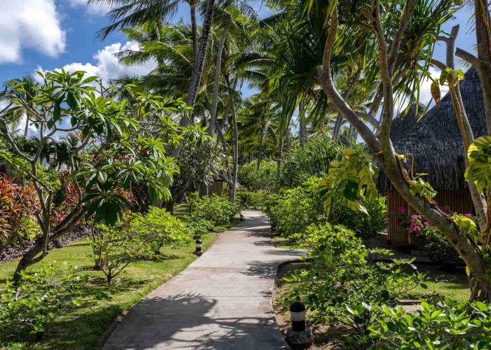 Hôtel Intercontinental Moana Bora Bora 4*. Jardin tropical de l'hôtel.