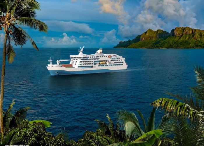 croisière Aranoa Polynésie - vue de coté sur le bateau photo de synthèse