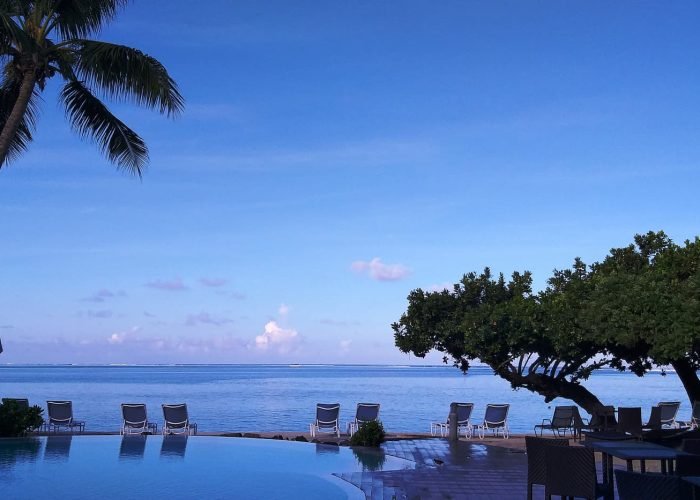 Hôtel Maitai Lapita Village 3* à Huahine - coucher de soleil sur la plage.