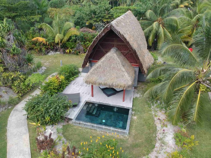 Hôtel Maitai Lapita Village 3* à Huahine - vue extérieure d'un bungalow jardin premium avec piscine privée