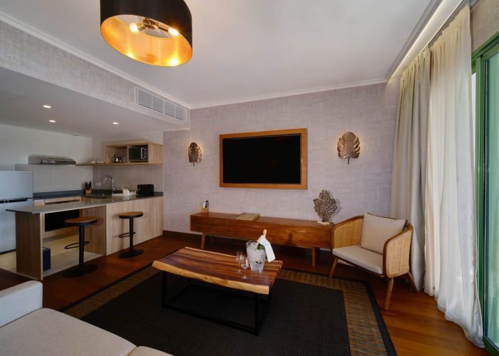 Hôtel Hilton Tahiti 4* - coin salon et kitchenette d'une suite