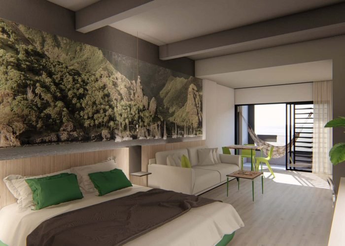 subtiles-tahiti-tahiti-hotel-kon-tiki-6©kon-tiki Hôtel Kon Tiki 3* à Tahiti. Intérieur d'une Tahitian Home, avec son espace couchage, salon et terrasse avec hamac.